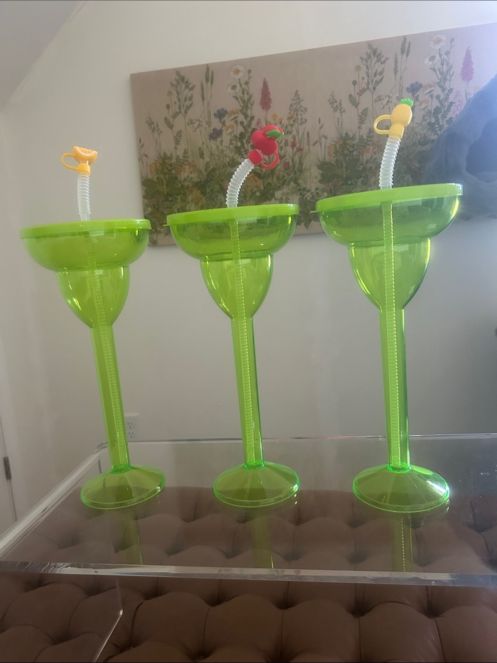 Margarita tall plastic glasses.